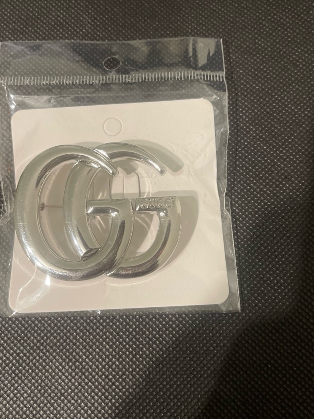 Stainless steel Silver Double G Metal brooch for women